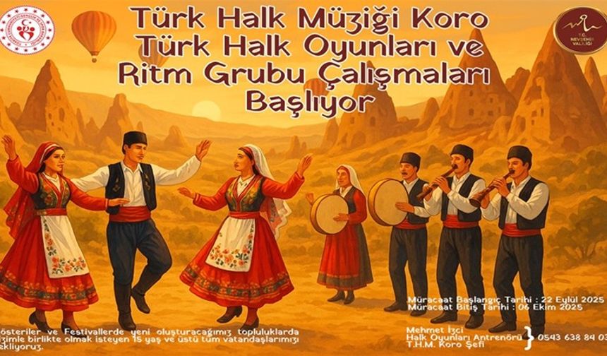 Nevşehir’de Türk Halk Oyunları ve Türk Halk Müziği Koro Başvuruları Başladı