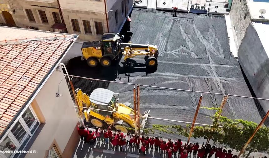 Nevşehir Okullarında Spor Sahaları Asfaltlandı