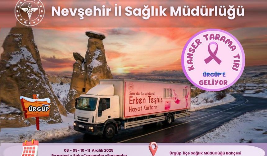 Ürgüp’e Ücretsiz Kanser Tarama Tırı Geliyor