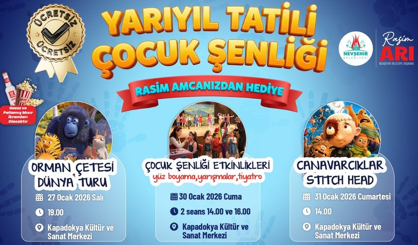 Nevşehir’de Yarıyıl Tatili Çocuk Şenliği Başlıyor