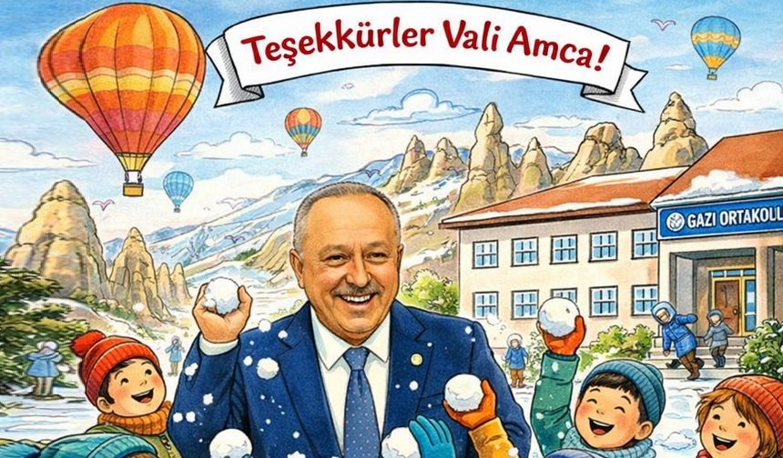 Nevşehir'de okullar tatil edildi, öğrenciler Vali Fidan'a teşekkür etti