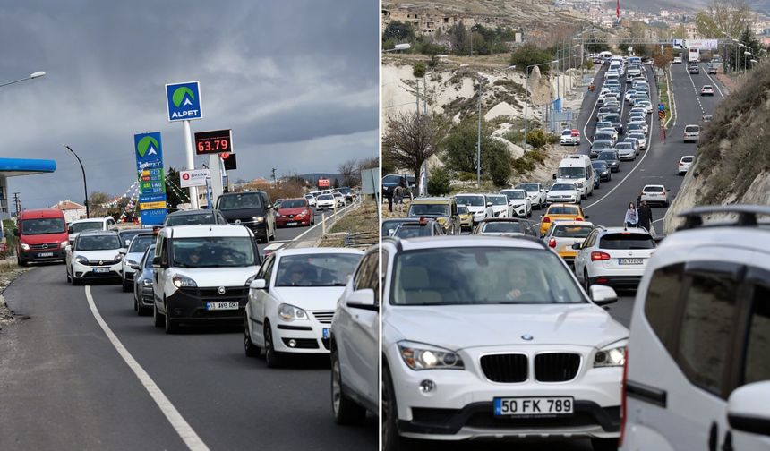 Nevşehir’de 5 kilometrelik kuyruk oluştu