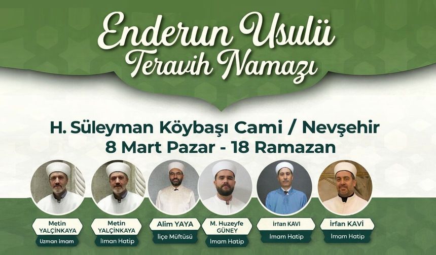 Nevşehir'de enderun usulü teravih namazı yarın