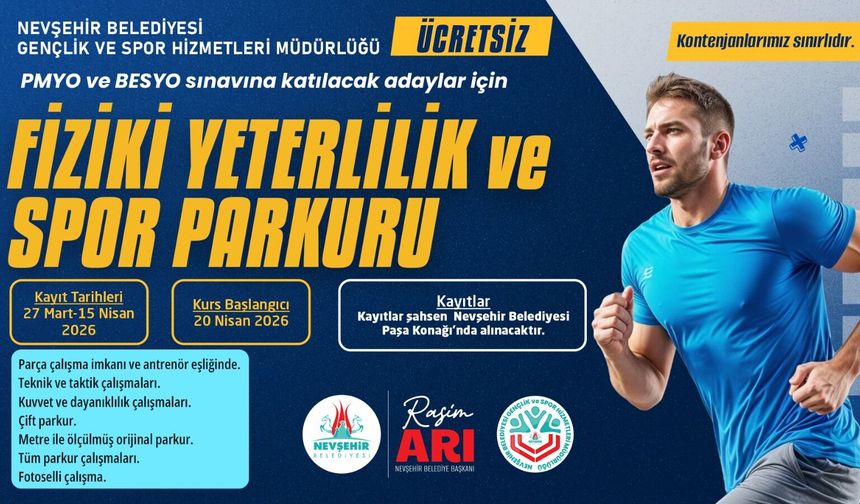 Nevşehir Belediyesi’nden PMYO ve BESYO Adaylarına Ücretsiz Parkur Kursu