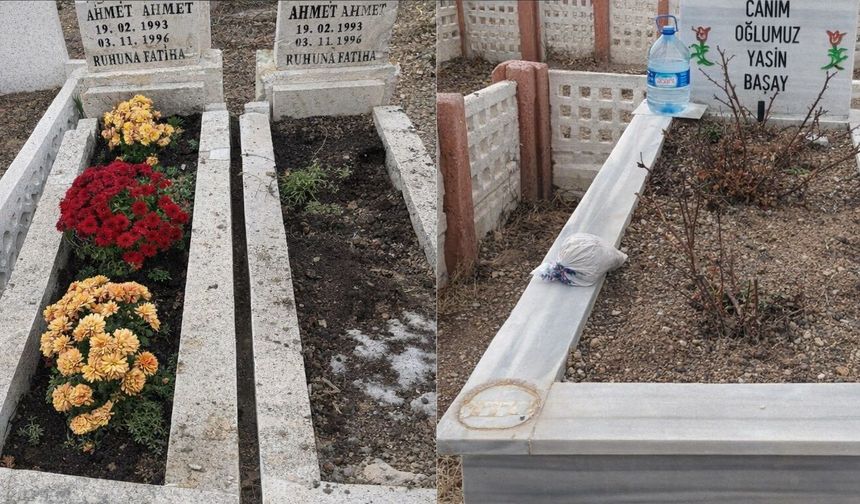 Nevşehir'de mezarın mermer suluklarını çaldılar