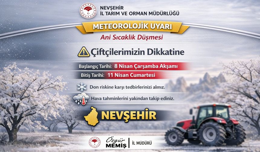 Nevşehir’de Üreticilere Zirai Don Uyarısı