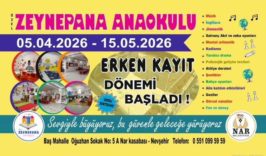 Nar Zeynepana Anaokulu’nda Erken Kayıt Dönemi Başladı