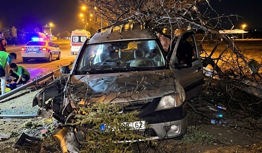 Nevşehir'de Otomobil Aydınlatma Direğine Çarptı