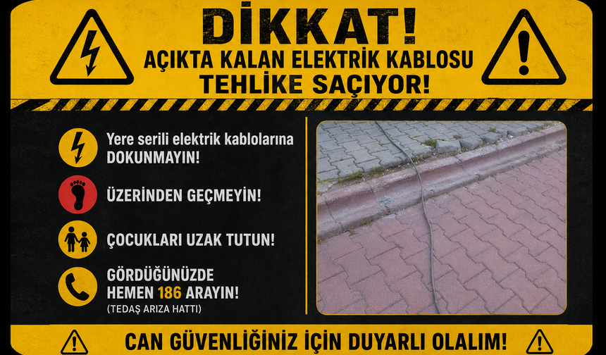 Açıkta kalan elektrik kablosu tehlike saçıyor
