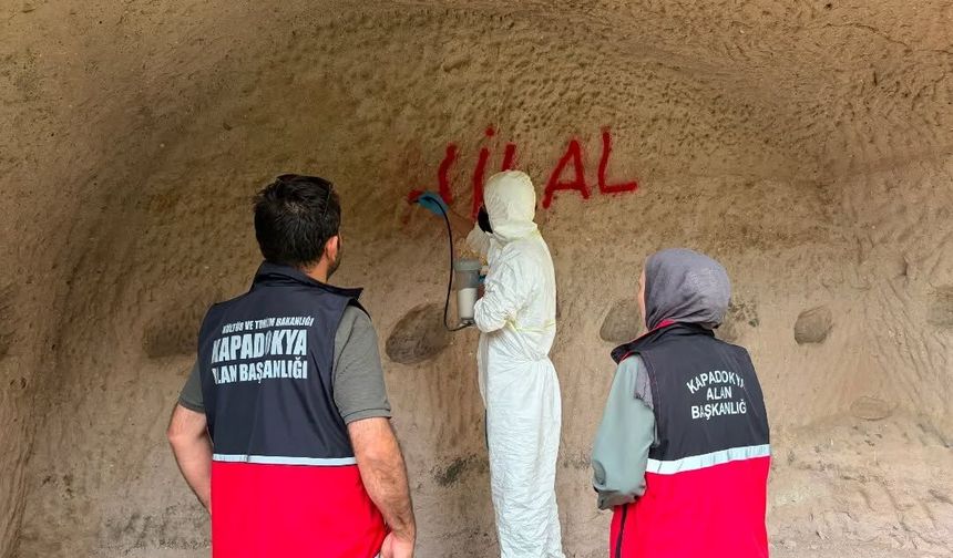 Kapadokya'da utanç veren izler tek tek siliniyor