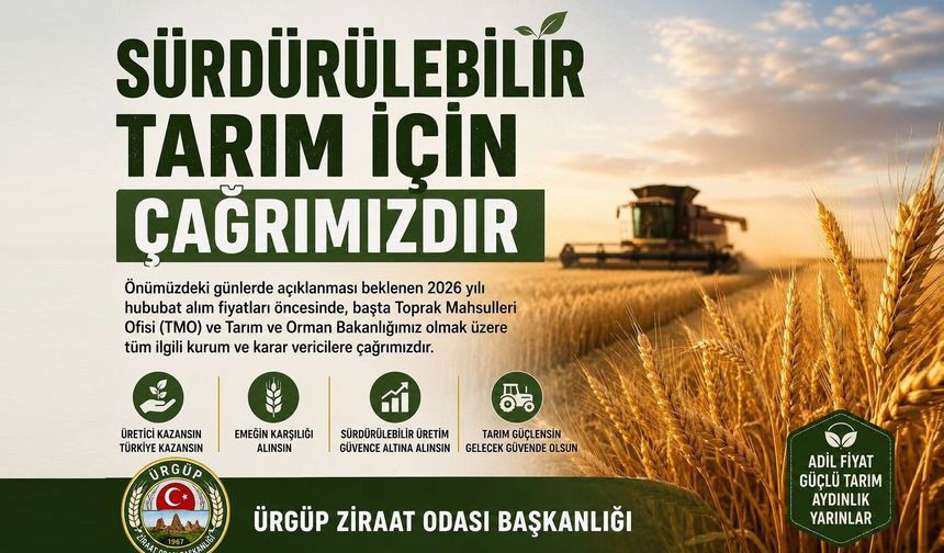 Ürgüp Ziraat Odası’ndan Tarım Fiyatları Çağrısı