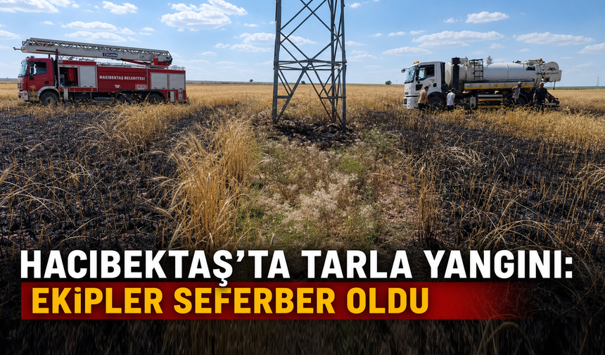 Hacıbektaş'ta Korkutan Tarla Yangını