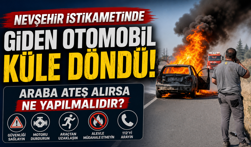 Nevşehir Karayolunda Korkutan Araç Yangını