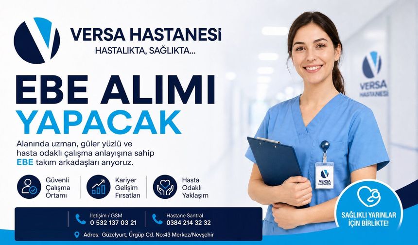 Özel Versa Hastanesi'nden ebe alımı duyurusu