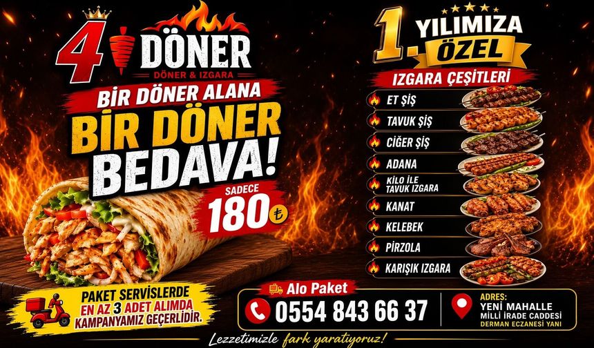 Nevşehir'de döner severlere 1 alana 1 bedava!