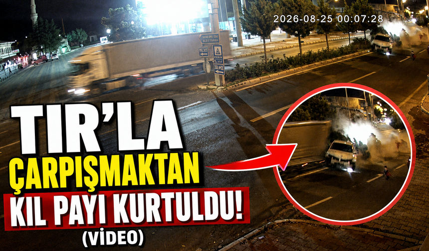 TIR’la Çarpışmaktan Kıl Payı Kurtuldu! (Video)