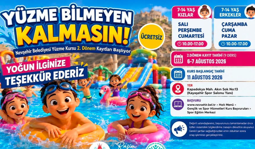 Nevşehir'de Ücretsiz Yüzme Kursu Başlıyor