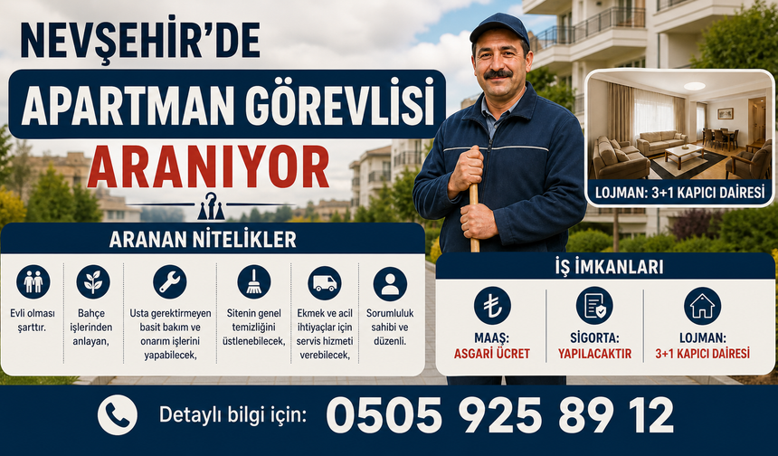 Nevşehir’de Apartman Görevlisi Aranıyor