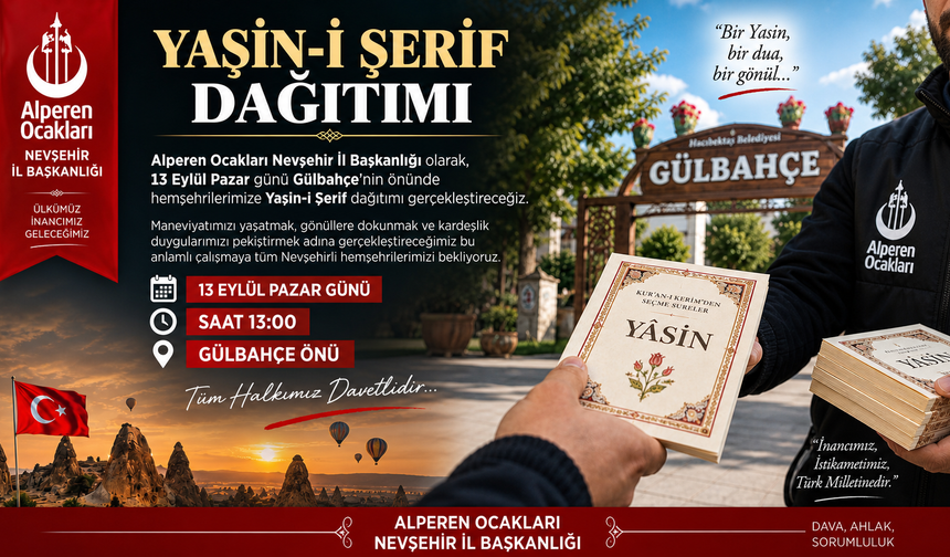 Alperen Ocakları Yaşin-i Şerif Dağıtacak
