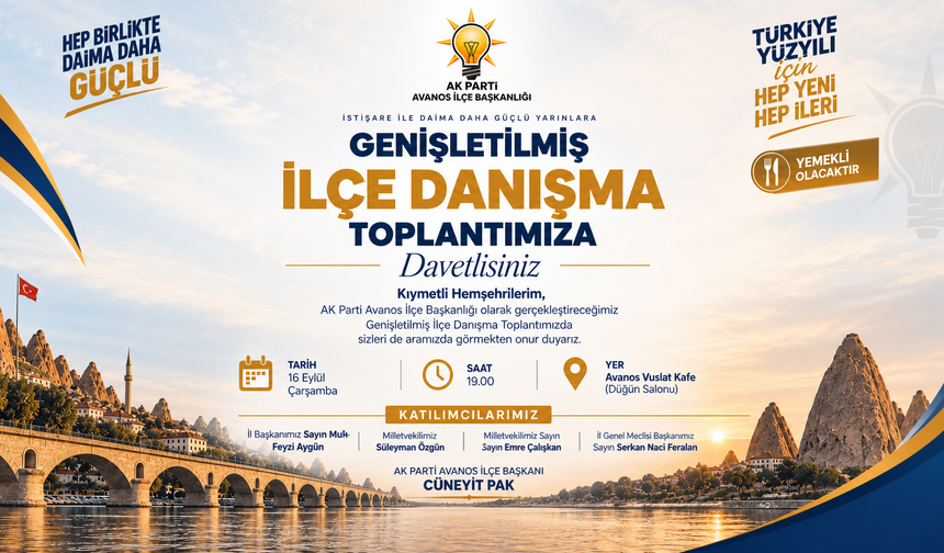 AK Parti Avanos’ta Genişletilmiş İlçe Danışma Toplantısı Düzenleniyor