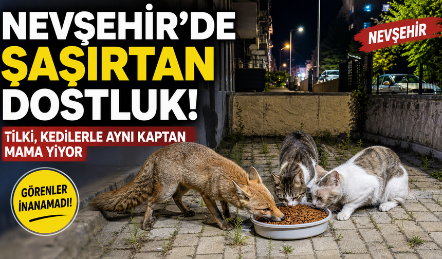 Nevşehir’de Tilki-Kedi Dostluğu! | VİDEO İZLE