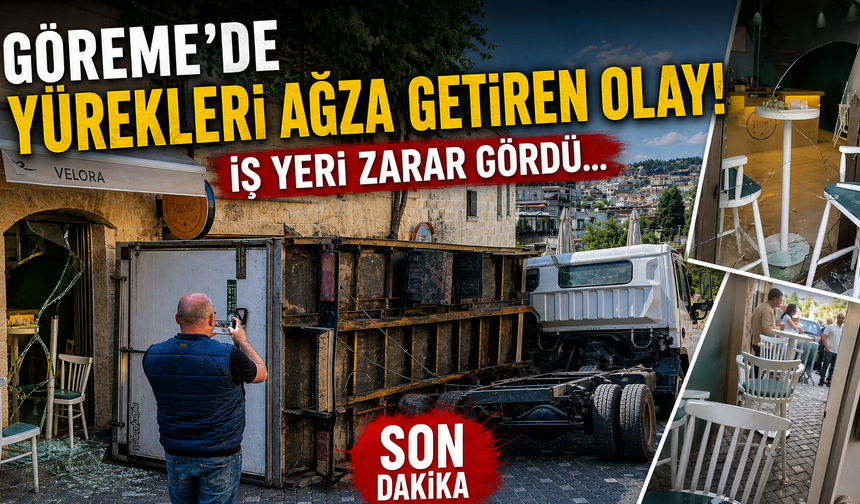 Göreme’de Kamyonetin Kasası Yan Yattı