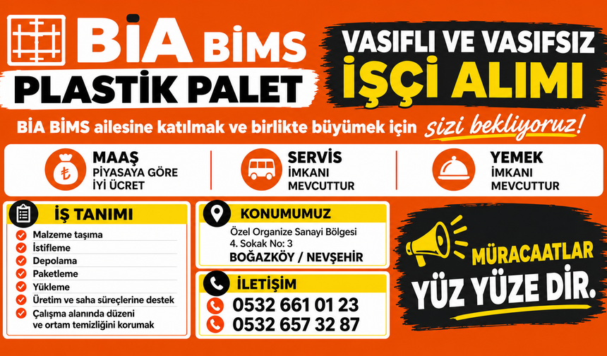 Bia Bims Palet'e çalışma arkadaşları aranıyor