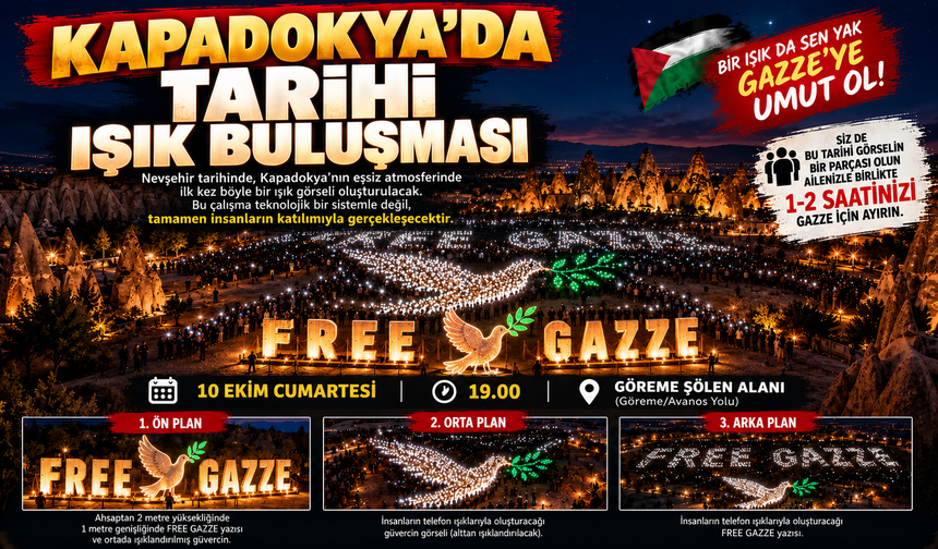 Göreme’de Gazze İçin Işıklar Yakılacak