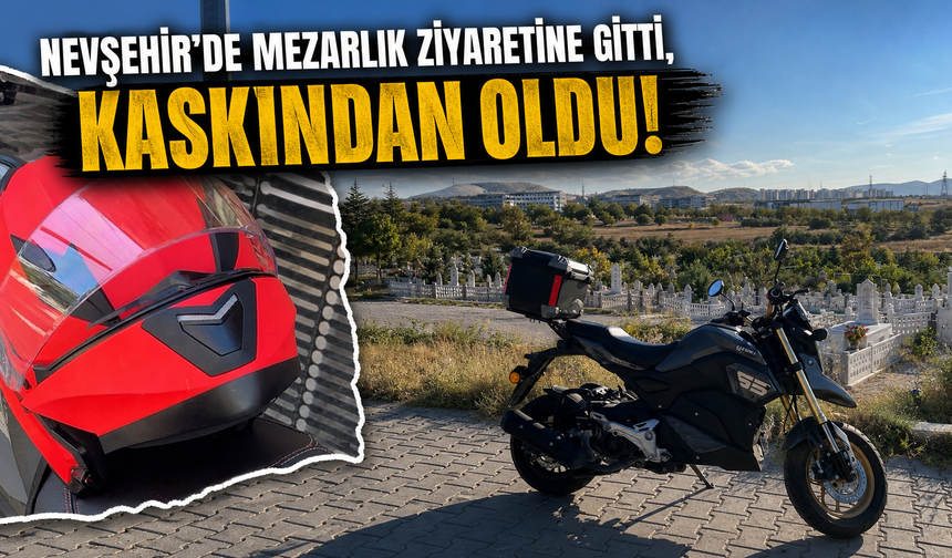 Mezarlık Ziyaretine Gitti, Kaskından Oldu!