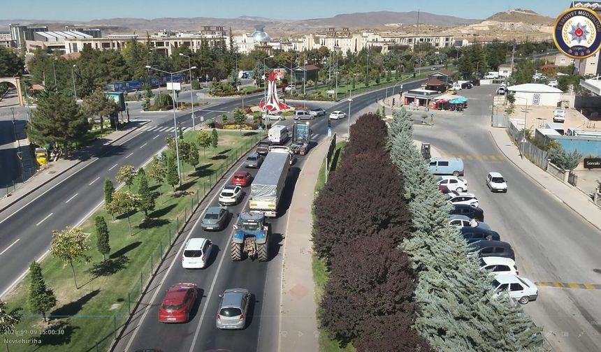 Nevşehir’de Trafik Kurallarına Havadan Takip