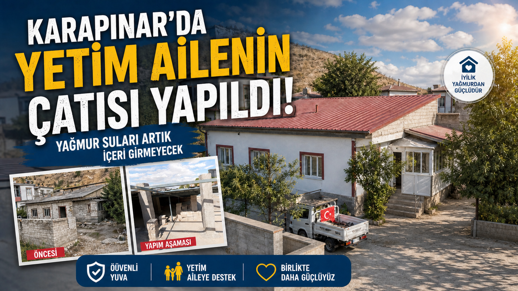 Nevşehir’de İHH’dan Anlamlı Dokunuş: Yetim Ailenin Çatısı Yapıldı