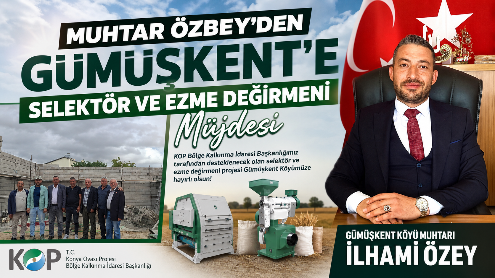Nevşehir’de Tarıma KOP Desteği: Gümüşkent’e Selektör ve Ezme Değirmeni