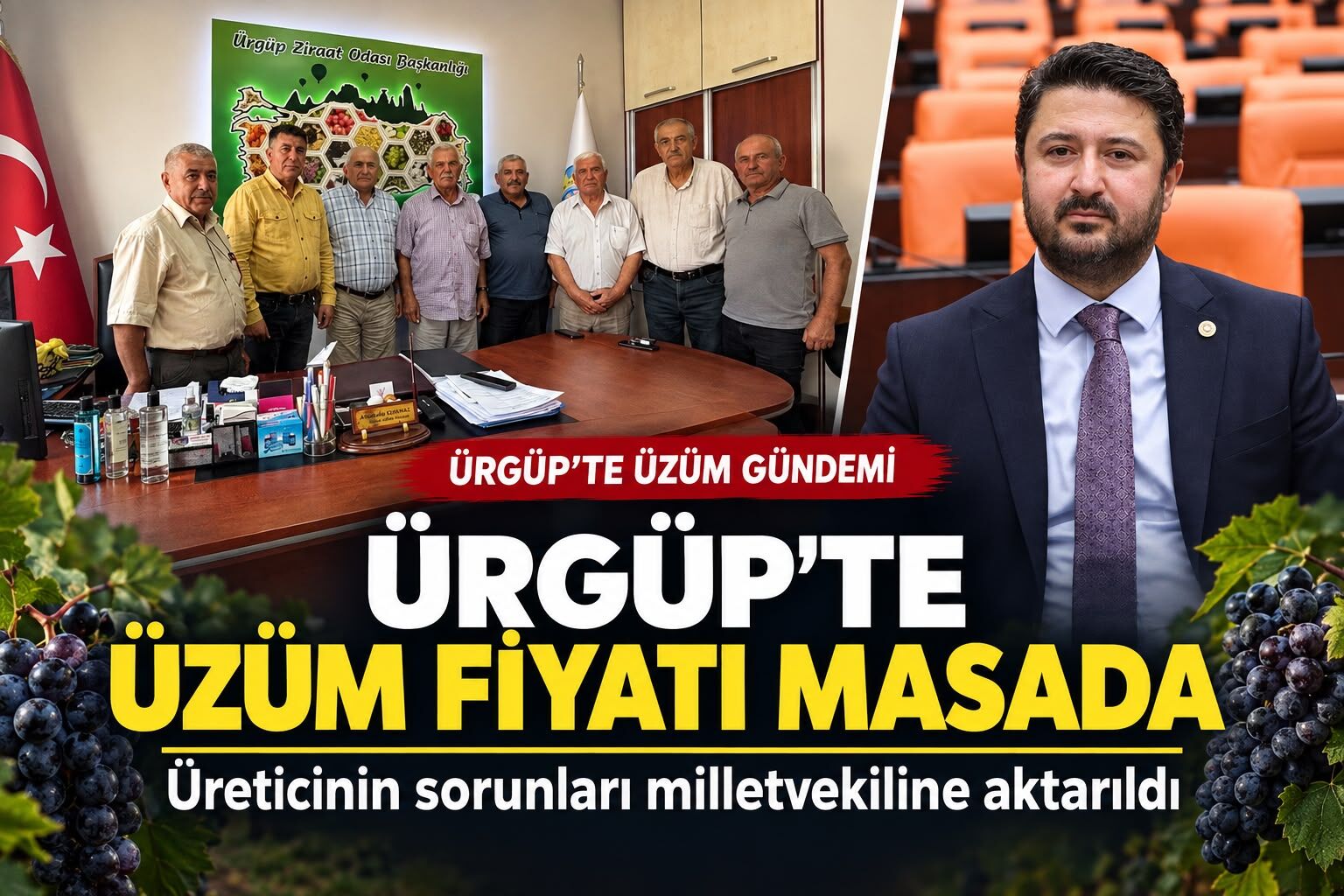 Ürgüp’te Üzüm Piyasası Masada: Emre Çalışkan Telekonferansla Katıldı