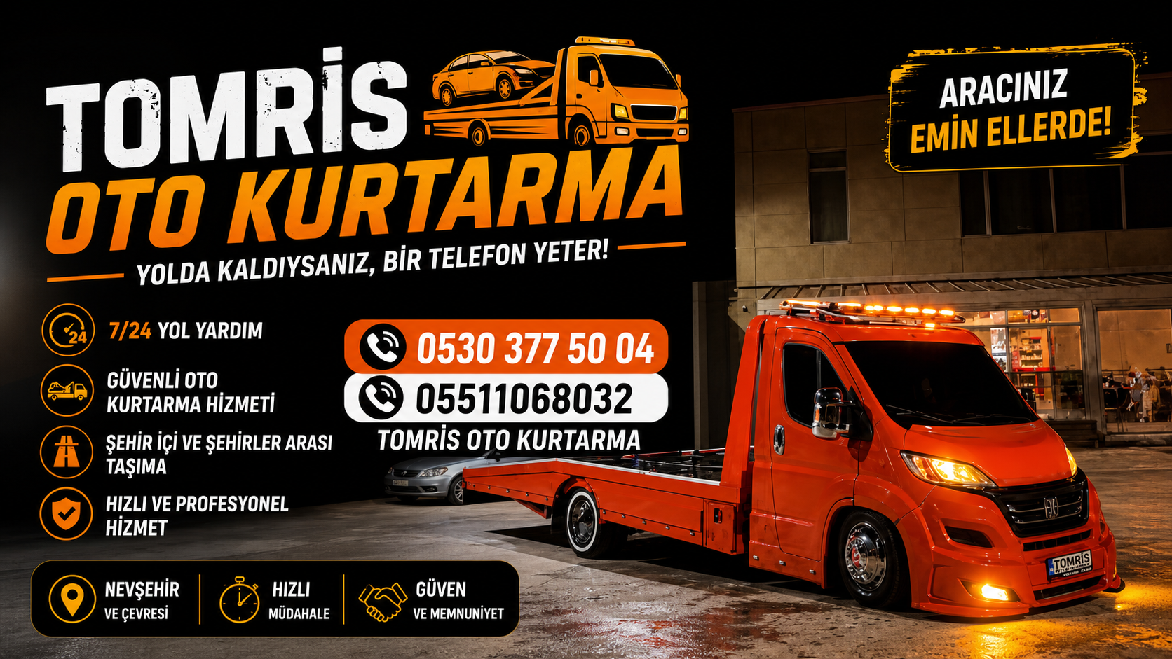 Nevşehir’de Tomris Oto Kurtarma 7/24 Yol Yardım Hizmeti Sunuyor
