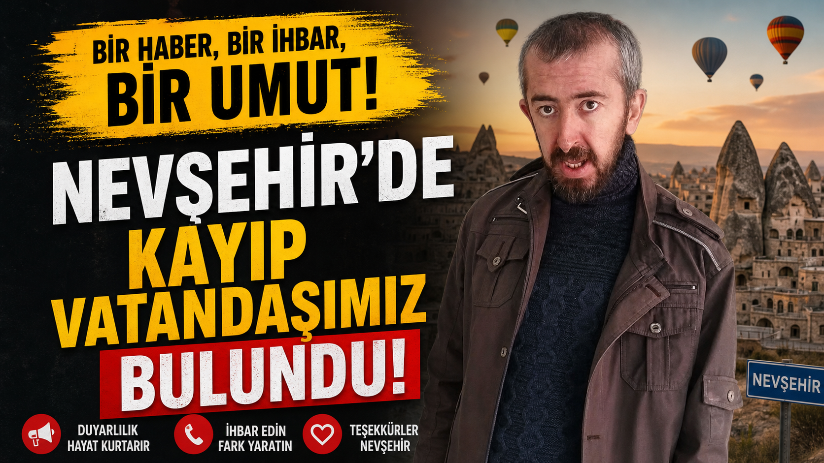 Nevşehir’de Kayıp Vatandaşımız Bulundu! Duyarlı Vatandaş Hayat Kurtardı