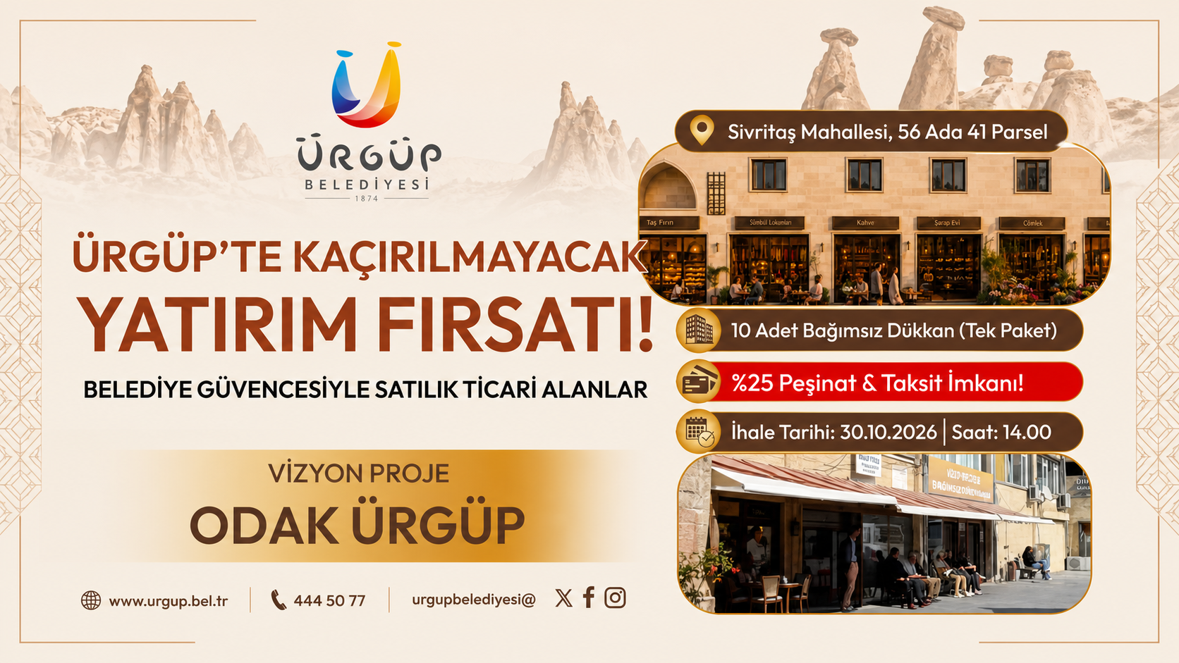 Ürgüp’te Dükkân Sahibi Olmak İsteyenlere Fırsat!
