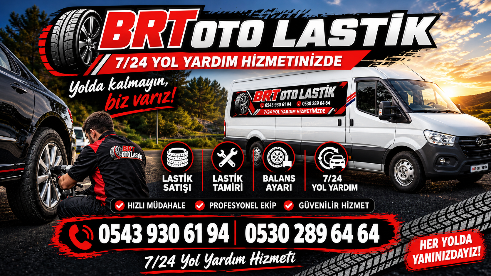 BRT OTO Lastik 7/24 yol yardım hizmetinizde