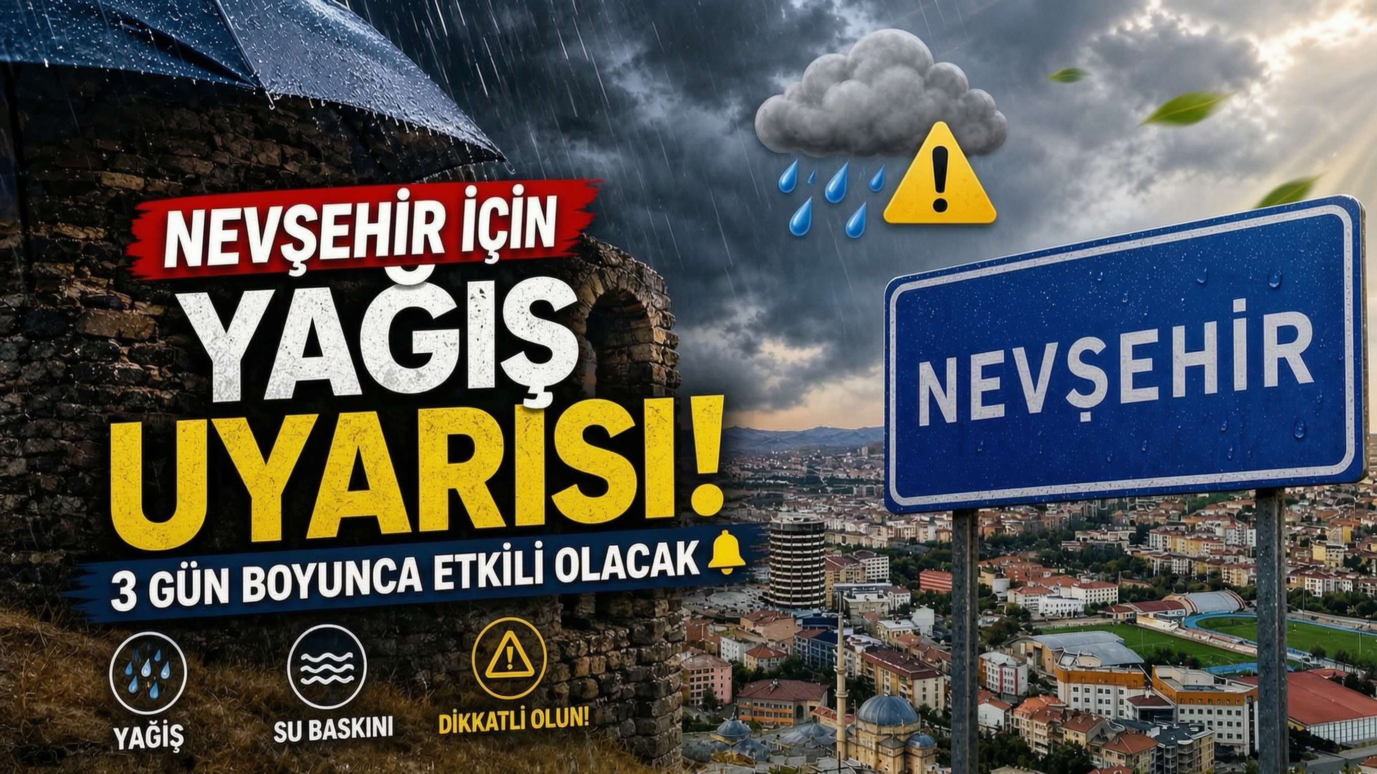 Nevşehir’de Yağışlı Hava Etkili Olacak! Sıcaklıklar 14 Dereceye Kadar Düşecek